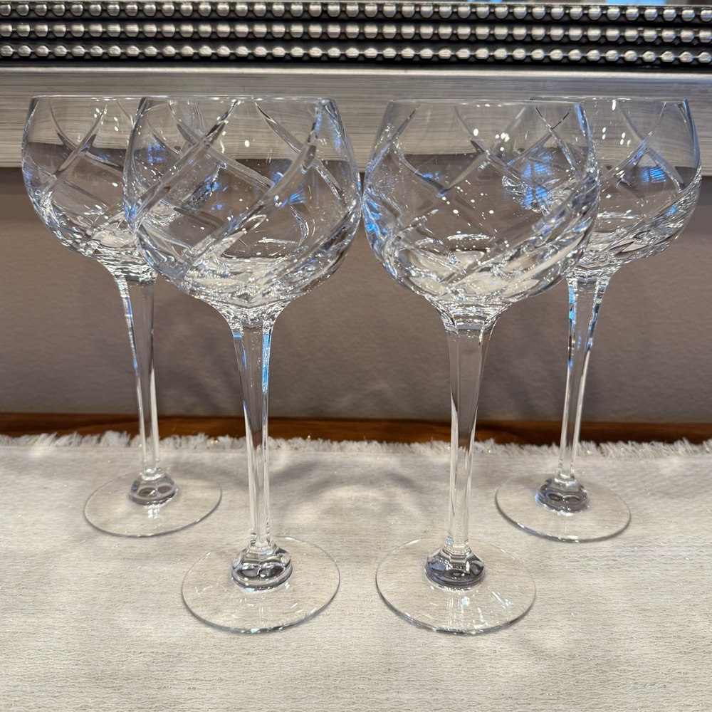 Mikasa Olympus Wine Hock Crystal Goblets set of 4 Rare HTF